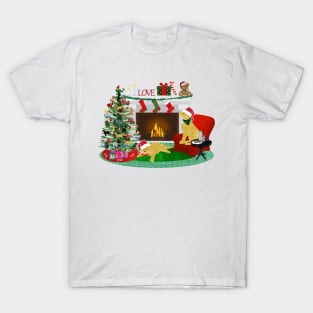 Night Before Christmas - Preppy Golden Retrievers T-Shirt